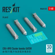   ResKit Models CBU-89B cluster bombs GATOR (4 pcs) (A-10, F-15E, F-16, B-52, B-1B, B-2) (3D Printed) 1:48 (RS48-0523)
