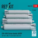 ResKit Models CBU-89B cluster bombs GATOR (4 pcs) (A-10, F-15E, F-16, B-52, B-1B, B-2) (3D Printed) 1:48 (RS48-0523)
