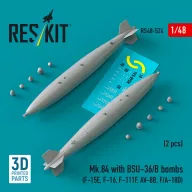   ResKit Models Mk.84 with BSU-36/B bombs (2 pcs) (F-15E, F-16, F-111F, AV-8B, F/A-18D) (3D Printed) 1:48 (RS48-0524)
