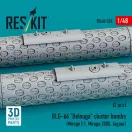 ResKit Models BLG-66 Belouga cluster bombs (2 pcs) (Mirage F.1, Mirage 2000, Jaguar) (3D Printed) 1:48 (RS48-0530)