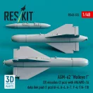 ResKit Models AGM-62 Walleye I ER missiles (2 pcs) with AN/AWG-16 data link pod (1 pcs) (A-4, A-6, A-7, F-4, F/A-18) (3D Printed) 1:48 (RS48-0532)