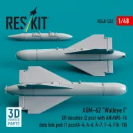   ResKit Models AGM-62 Walleye I ER missiles (2 pcs) with AN/AWG-16 data link pod (1 pcs) (A-4, A-6, A-7, F-4, F/A-18) (3D Printed) 1:48 (RS48-0532)