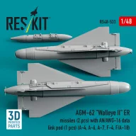   ResKit Models AGM-62 Walleye II ER missiles (2 pcs) with AN/AWG-16 data link pod (1 pcs) (A-4, A-6, A-7, F-4, F/A-18) (3D Printed) 1:48 (RS48-0533)