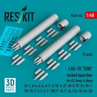   ResKit Models LAU-10 ZUNI rocket launcher for US Army & Navy (2 pcs) (A-1, A-4, A-6, A-7, A-10, A-37, AV-8, TF-9J, OV-1, OV-10, F-4, F-5, F-100, F-14, F-16, F/A-18, Su-25) (3D Printed) 1:48 (RS48-0534)