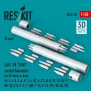 ResKit Models LAU-10 ZUNI rocket launcher for US Army & Navy (2 pcs) (A-1, A-4, A-6, A-7, A-10, A-37, AV-8, TF-9J, OV-1, OV-10, F-4, F-5, F-100, F-14, F-16, F/A-18, Su-25) (3D Printed) 1:48 (RS48-0534)