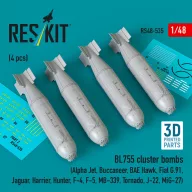   ResKit Models BL755 cluster bombs (4 pcs) (Alpha Jet, Buccaneer, BAE Hawk, Fiat G.91, Jaguar, Harrier, Hunter, F-4, F-5, MB-339, Tornado, J-22, MiG-27) (3D Printed) 1:48 (RS48-0535)