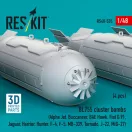 ResKit Models BL755 cluster bombs (4 pcs) (Alpha Jet, Buccaneer, BAE Hawk, Fiat G.91, Jaguar, Harrier, Hunter, F-4, F-5, MB-339, Tornado, J-22, MiG-27) (3D Printed) 1:48 (RS48-0535)