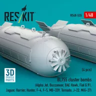   ResKit Models BL755 cluster bombs (4 pcs) (Alpha Jet, Buccaneer, BAE Hawk, Fiat G.91, Jaguar, Harrier, Hunter, F-4, F-5, MB-339, Tornado, J-22, MiG-27) (3D Printed) 1:48 (RS48-0535)
