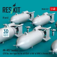   ResKit Models AN-M57 bombs (250 lbs, box-type fin) for all USAF & RAF of WW2 & Korean War (8 pcs) (3D Printed) 1:48 (RS48-0537)