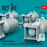   ResKit Models AN-M57 bombs (250 lbs, box-type fin) for all USAF & RAF of WW2 & Korean War (8 pcs) (3D Printed) 1:48 (RS48-0537)