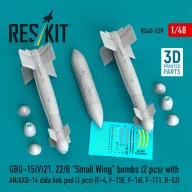   ResKit Models GBU-15(V)21, 22/B Small Wing bombs (2 pcs) with AN/AXQ-14 data link pod (1 pcs) (F-4, F-15E, F-16I, F-111, B-52) (3D Printed) 1:48 (RS48-0539)
