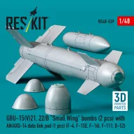   ResKit Models GBU-15(V)21, 22/B Small Wing bombs (2 pcs) with AN/AXQ-14 data link pod (1 pcs) (F-4, F-15E, F-16I, F-111, B-52) (3D Printed) 1:48 (RS48-0539)