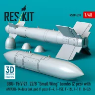   ResKit Models GBU-15(V)21, 22/B Small Wing bombs (2 pcs) with AN/AXQ-14 data link pod (1 pcs) (F-4, F-15E, F-16I, F-111, B-52) (3D Printed) 1:48 (RS48-0539)