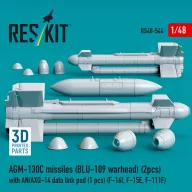   ResKit Models AGM-130C missiles (2 pcs) (BLU-109 warhead) with AN/AXQ-14 data link pod (1 pcs) (F-16I, F-15E, F-111F) (3D Printed) 1:48 (RS48-0544)