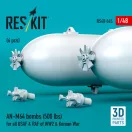 ResKit Models AN-M64 bombs (6 pcs) (500 lbs) for all USAF & RAF of WW2 & Korean War (3D Printed) 1:48 (RS48-0545)