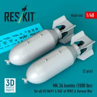   ResKit Models MK.36 bombs (2 pcs) (1000 lbs) for all US NAVY & RAF of WW2 & Korean War (3D Printed) 1:48 (RS48-0548)