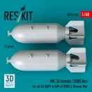 ResKit Models MK.36 bombs (2 pcs) (1000 lbs) for all US NAVY & RAF of WW2 & Korean War (3D Printed) 1:48 (RS48-0548)