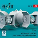 ResKit Models MK.36 bombs (2 pcs) (1000 lbs) for all US NAVY & RAF of WW2 & Korean War (3D Printed) 1:48 (RS48-0548)