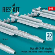   ResKit Models Matra MICA-IR missiles (4 pcs) (Mirage 2000, Rafale, Gripen, Eurofighter) (3D Printed) 1:48 (RS48-0549)