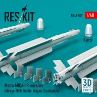   ResKit Models Matra MICA-IR missiles (4 pcs) (Mirage 2000, Rafale, Gripen, Eurofighter) (3D Printed) 1:48 (RS48-0549)