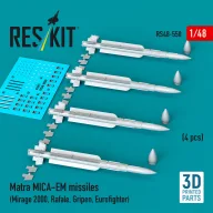  ResKit Models Matra MICA-EM missiles (4 pcs) (Mirage 2000, Rafale, Gripen, Eurofighter) (3D Printed) 1:48 (RS48-0550)