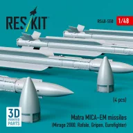   ResKit Models Matra MICA-EM missiles (4 pcs) (Mirage 2000, Rafale, Gripen, Eurofighter) (3D Printed) 1:48 (RS48-0550)