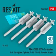   ResKit Models AIM-2000 IRIS-T missiles (4 pcs) (F-4, Eurofighter Typhoon, F-16, F/A-18, Tornado, Gripen) (3D Printed) 1:48 (RS48-0552)