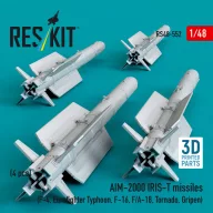  ResKit Models AIM-2000 IRIS-T missiles (4 pcs) (F-4, Eurofighter Typhoon, F-16, F/A-18, Tornado, Gripen) (3D Printed) 1:48 (RS48-0552)