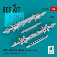  ResKit Models MBD3-U6-68 multiple bombs racks (2 pcs) (Su-17, Su-24, Su-27, Su-30) (3D Printed) 1:48 (RS48-0556)