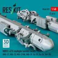   ResKit Models MBD2-67U multiple bombs racks (2 pcs) (MiG-21, MiG-23, MiG-27(?), MiG-29, Su-25, Su-24, Yak-38) (3D Printed) 1:48 (RS48-0557)