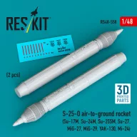   ResKit Models S-25-O air-to-ground rocket (2 pcs) (Su-17M, Su-24M, Su-25SM, Su-27,MiG-27, MiG-29, YAK-130, Mi-24) (3D Printed) 1:48 (RS48-0558)