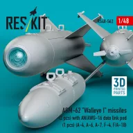   ResKit Models AGM-62 Walleye I missiles (2 pcs) with AN/AWG-16 data link pod (1 pcs) (A-4, A-6, A-7, F-4, F/A-18) (3D Printed) 1:48 (RS48-0562)