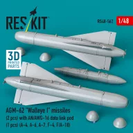   ResKit Models AGM-62 Walleye I missiles (2 pcs) with AN/AWG-16 data link pod (1 pcs) (A-4, A-6, A-7, F-4, F/A-18) (3D Printed) 1:48 (RS48-0562)