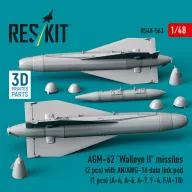   ResKit Models AGM-62 Walleye II missiles (2 pcs) with AN/AWG-16 data link pod (1 pcs) (A-4, A-6, A-7, F-4, F/A-18) (3D Printed) 1:48 (RS48-0563)