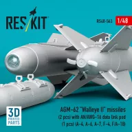   ResKit Models AGM-62 Walleye II missiles (2 pcs) with AN/AWG-16 data link pod (1 pcs) (A-4, A-6, A-7, F-4, F/A-18) (3D Printed) 1:48 (RS48-0563)
