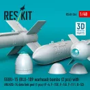 ResKit Models EGBU-15 (BLU-109 warhead) bombs (2 pcs) with AN/AXQ-14 data link pod (1 pcs) (F-4, F-15E, F-16I, F-111, B-52) (3D Printed) 1:48 (RS48-0564)