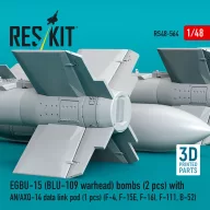   ResKit Models EGBU-15 (BLU-109 warhead) bombs (2 pcs) with AN/AXQ-14 data link pod (1 pcs) (F-4, F-15E, F-16I, F-111, B-52) (3D Printed) 1:48 (RS48-0564)