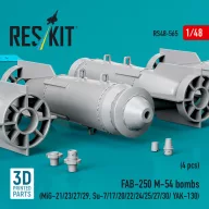   ResKit Models FAB-250 ?-54 bombs (4 pcs) (MiG-21/23/27/29, Su-7/17/20/22/24/25/27/30/ YAK-130) (3D Printed) 1:48 (RS48-0565)