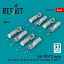 ResKit Models OFAB-100-120 bombs (8 pcs) (Su-7, Su-17, Su-24, Su-25, Su-27, Su-30, MiG-21, MiG-27) (3D Printed) 1:48 (RS48-0567)