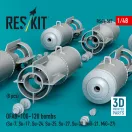 ResKit Models OFAB-100-120 bombs (8 pcs) (Su-7, Su-17, Su-24, Su-25, Su-27, Su-30, MiG-21, MiG-27) (3D Printed) 1:48 (RS48-0567)