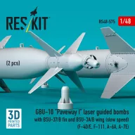   ResKit Models GBU-10 Paveway I laser guided bombs with BSU-37/B fin and BSU-3A/B wing (slow speed) (2 pcs) (F-4D/E, F-111, A-6A, A-7E) (3D Printed) 1:48 (RS48-0575)