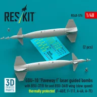   ResKit Models GBU-10 Paveway I laser guided bombs with BSU-37/B fin and BSU-3A/B wing (slow speed) thermally protected (2 pcs) (F-4D/E, F-111, A-6A, A-7E) (3D Printed) 1:48 (RS48-0576)