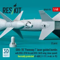   ResKit Models GBU-10 Paveway I laser guided bombs with BSU-37/B fin and BSU-3A/B wing (slow speed) thermally protected (2 pcs) (F-4D/E, F-111, A-6A, A-7E) (3D Printed) 1:48 (RS48-0576)