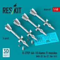   ResKit Models R-27EP (AA-10 Alamo-F) missiles (4 pcs) (MiG-29, Su-27, Yak-141) (3D Printed) 1:48 (RS48-0577)