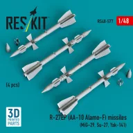   ResKit Models R-27EP (AA-10 Alamo-F) missiles (4 pcs) (MiG-29, Su-27, Yak-141) (3D Printed) 1:48 (RS48-0577)