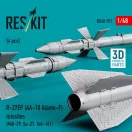 ResKit Models R-27EP (AA-10 Alamo-F) missiles (4 pcs) (MiG-29, Su-27, Yak-141) (3D Printed) 1:48 (RS48-0577)