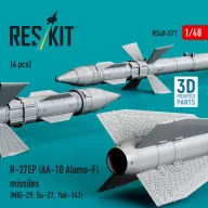   ResKit Models R-27EP (AA-10 Alamo-F) missiles (4 pcs) (MiG-29, Su-27, Yak-141) (3D Printed) 1:48 (RS48-0577)