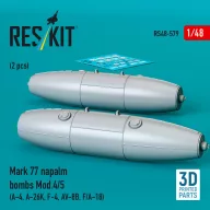   ResKit Models Mark 77 napalm bombs Mod.4/5 (2pcs) (A-4, A-26K, F-4, AV-8B, F/A-18) (3D Printed) 1:48 (RS48-0579)