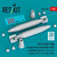   ResKit Models BLU-27A/B 750lb napalm bombs finned (MXU-469/B) or unfinned (2pcs) (A-1, A-4, A-7, A-26K, B-57, F-4, F-100, F-105 ) (3D Printed) 1:48 (RS48-0580)
