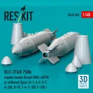 ResKit Models BLU-27A/B 750lb napalm bombs finned (MXU-469/B) or unfinned (2pcs) (A-1, A-4, A-7, A-26K, B-57, F-4, F-100, F-105 ) (3D Printed) 1:48 (RS48-0580)